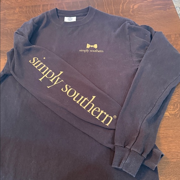 Simply Southern Black and Gold Long Sleeve T-Shirt Medium - Picture 10 of 11